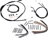 Burly Brand Cable Kit 14" Black Vinyl Stainless Steel Handlebar W/O Abs Apehanger Cable/Line Kits Burly Brand