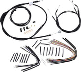 Burly Brand Cable Kit 16" Black Vinyl Stainless Steel Handlebar W/O Abs Apehanger Cable/Line Kits Burly Brand