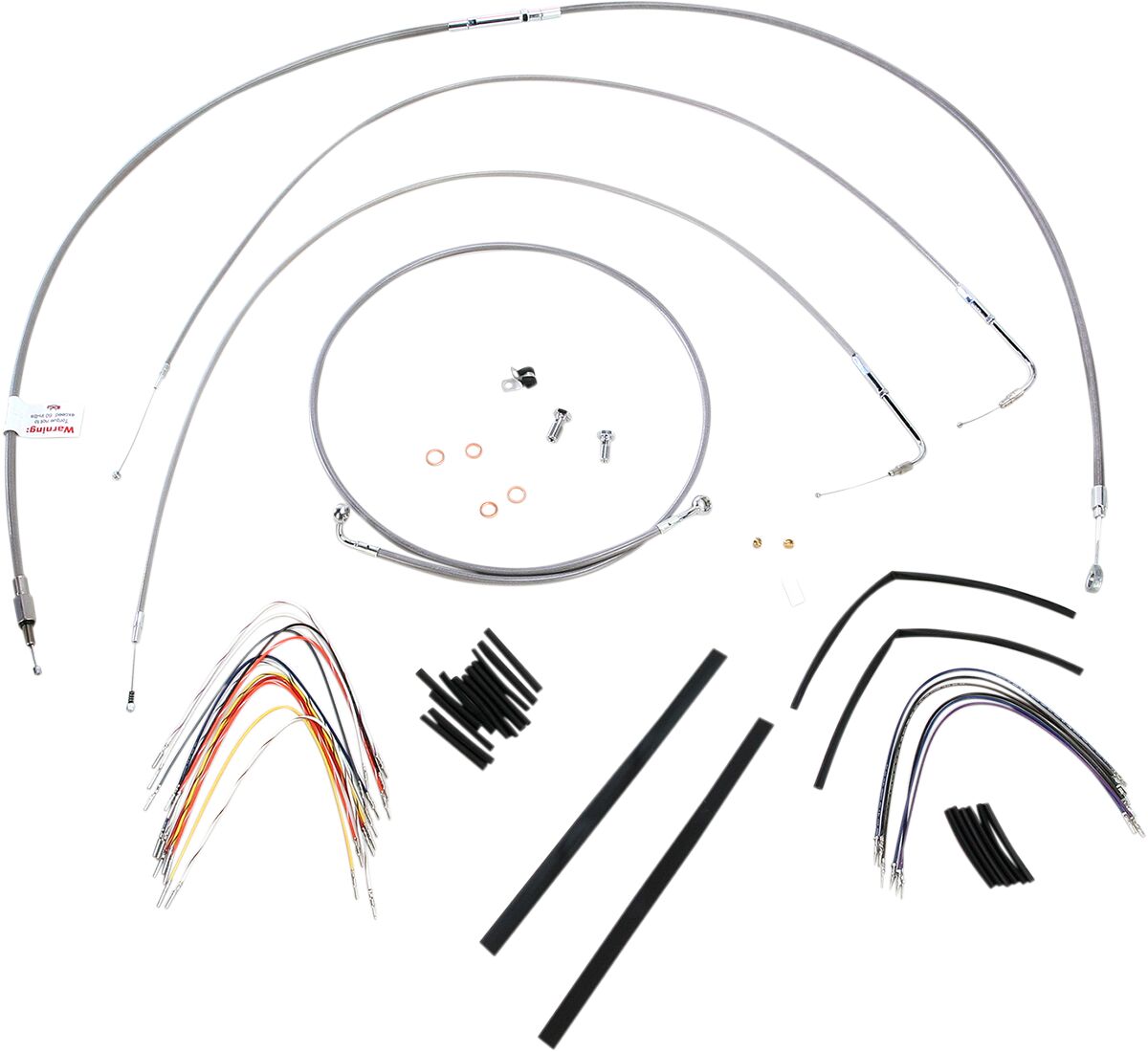 Burly Brand Cable Kit 14" Braided Stainless Steel Handlebar W/O Abs Apehanger Cable/Line Kits Burly Brand