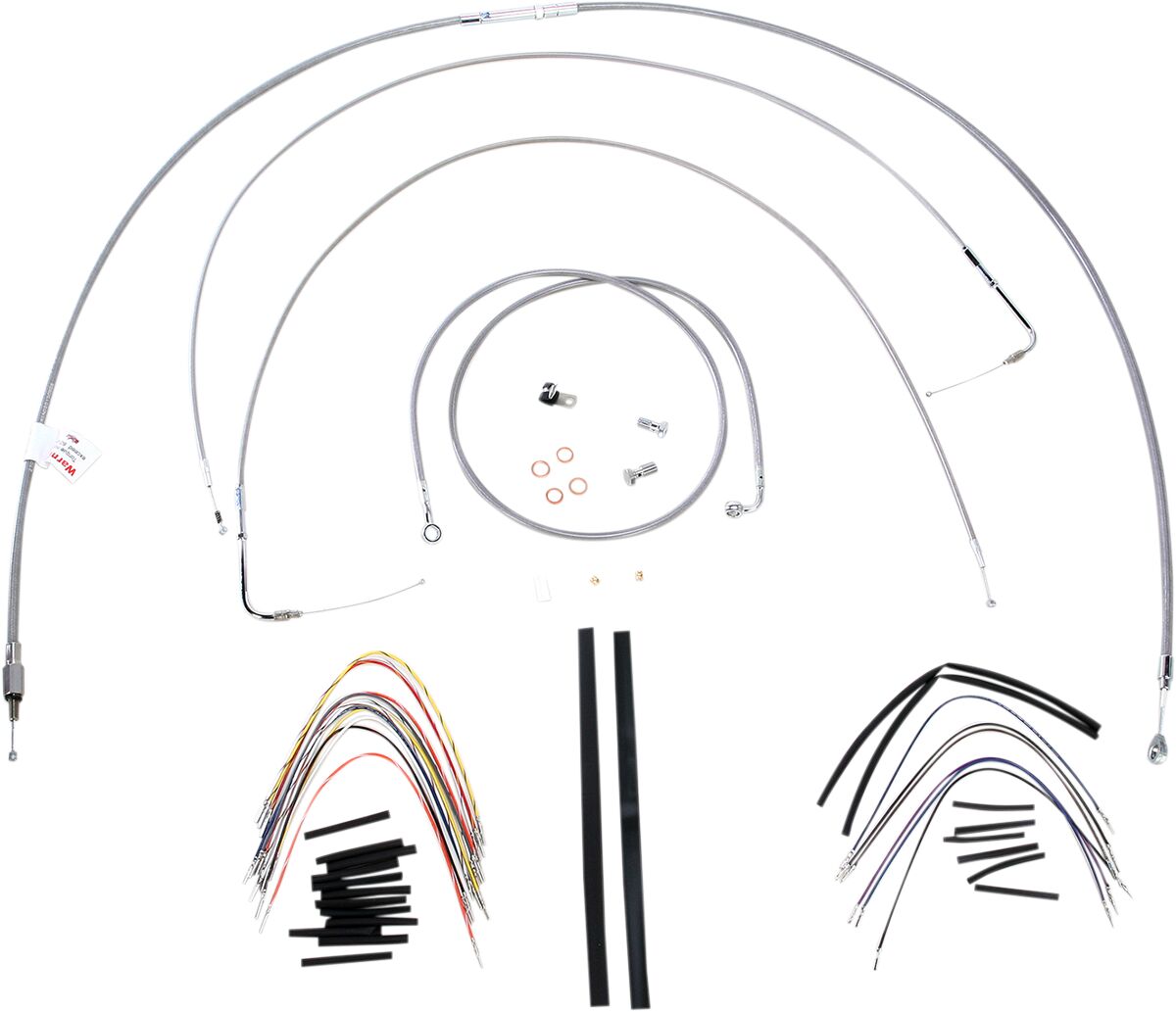 Burly Brand Cable Kit 18" Braided Stainless Steel Handlebar W/O Abs Apehanger Cable/Line Kits Burly Brand