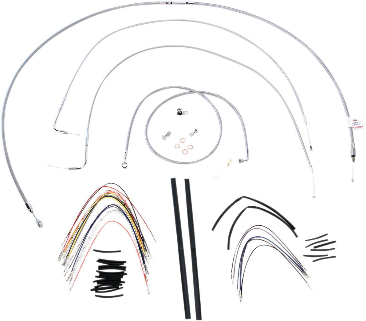 Burly Brand Cable Kit 18" Braided Stainless Steel Handlebar W/O Abs Apehanger Cable/Line Kits Burly Brand