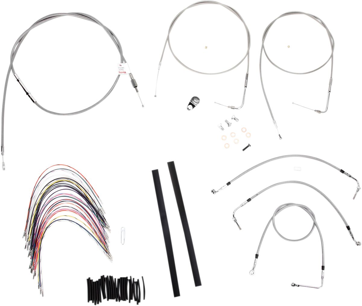 Burly Brand Cable Kit 16" Braided Stainless Steel Handlebar W/O Abs Apehanger Cable/Line Kits Burly Brand