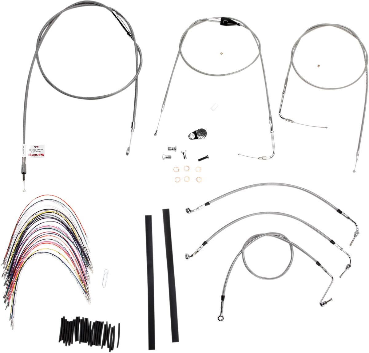 Burly Brand Cable Kit 14" Braided Stainless Steel Handlebar W/O Abs Apehanger Cable/Line Kits Burly Brand