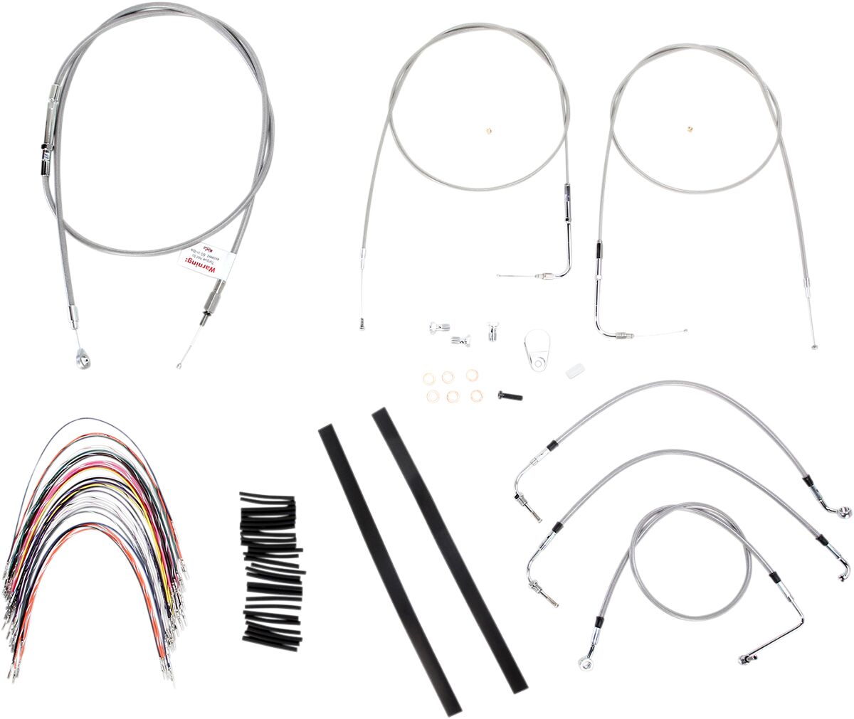 Burly Brand Cable Kit 14" Braided Stainless Steel Handlebar W/O Abs Apehanger Cable/Line Kits Burly Brand