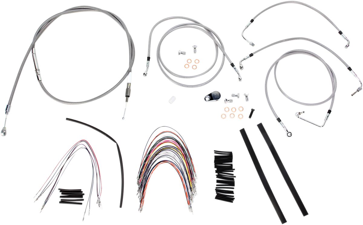 Burly Brand Cable Kit 14" Braided Stainless Steel Handlebar W/Abs Apehanger Cable/Line Kits Burly Brand