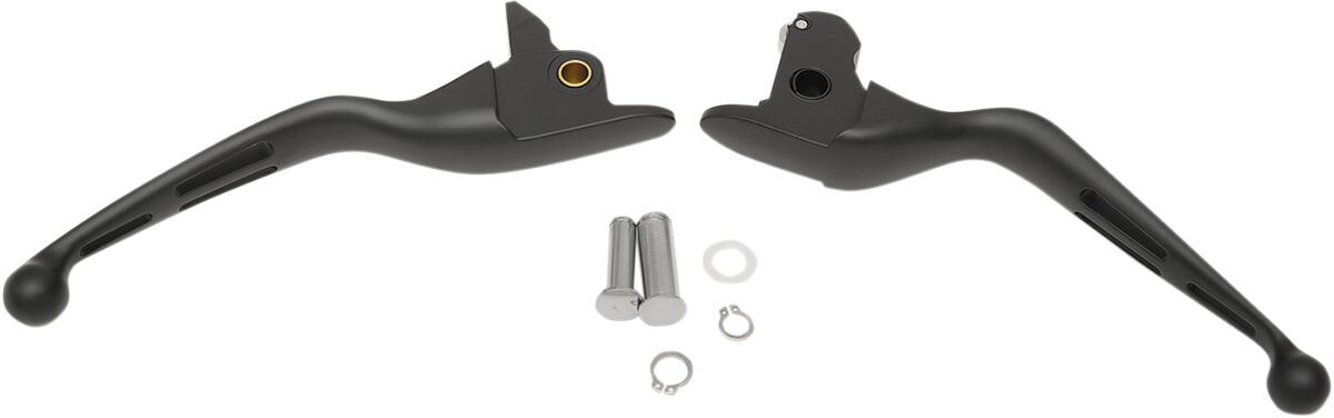 Drag Specialties Matte Black Slotted Wide Blade Lever Set Brake & Clutch Custom Control Drag Specialties