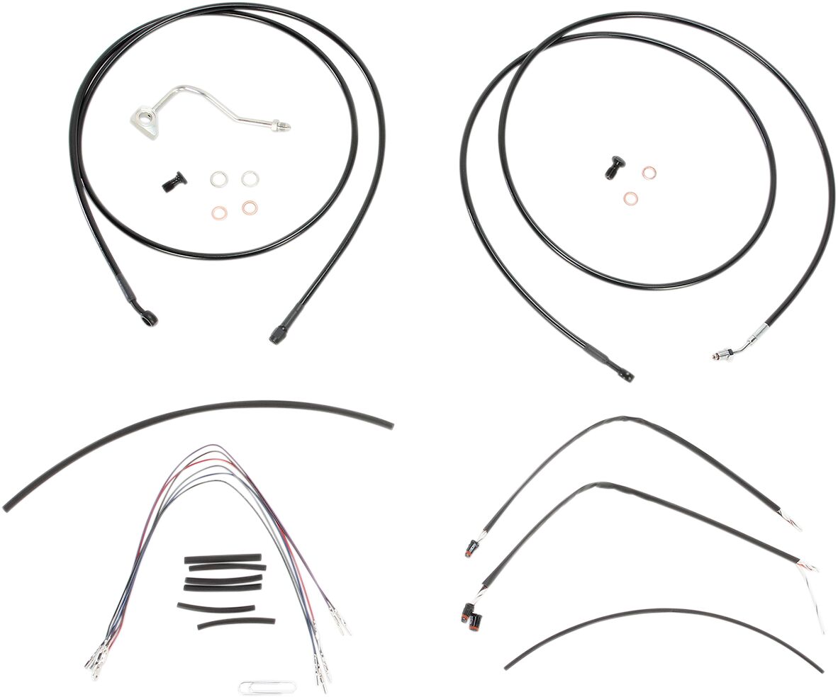 Burly Brand Cable Kit 15" Black Vinyl Stainless Handlebar W/Abs Apehanger Cable/Line Kits Burly Brand