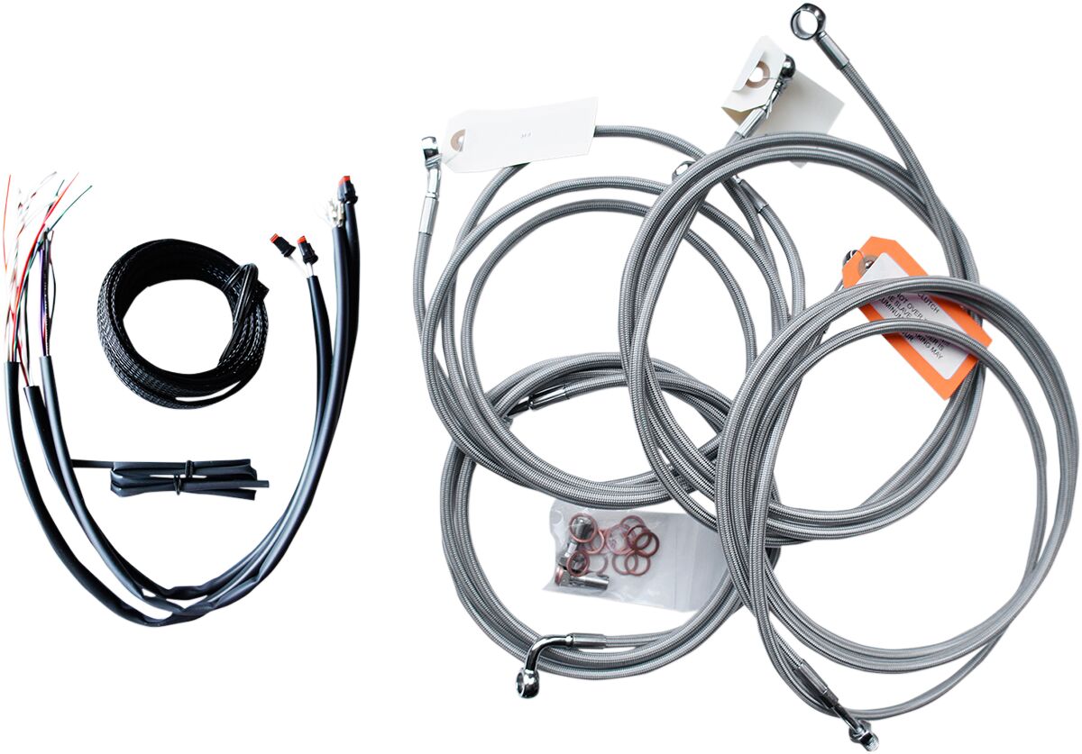 La Choppers Cable And Brake Line Kit Stainless Polished For Mini Ape Hangers Brake & Clutch Lines La Choppers