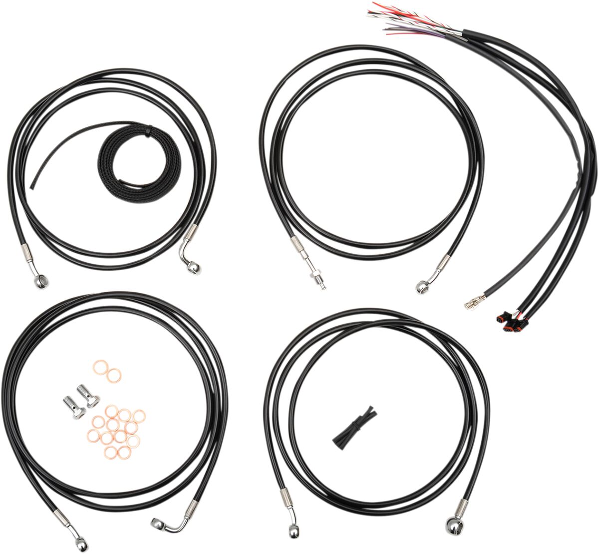 La Choppers Cable And Brake Line Kit Black Vinyl For 12" 14" Ape Hangers Brake & Clutch Lines La Choppers