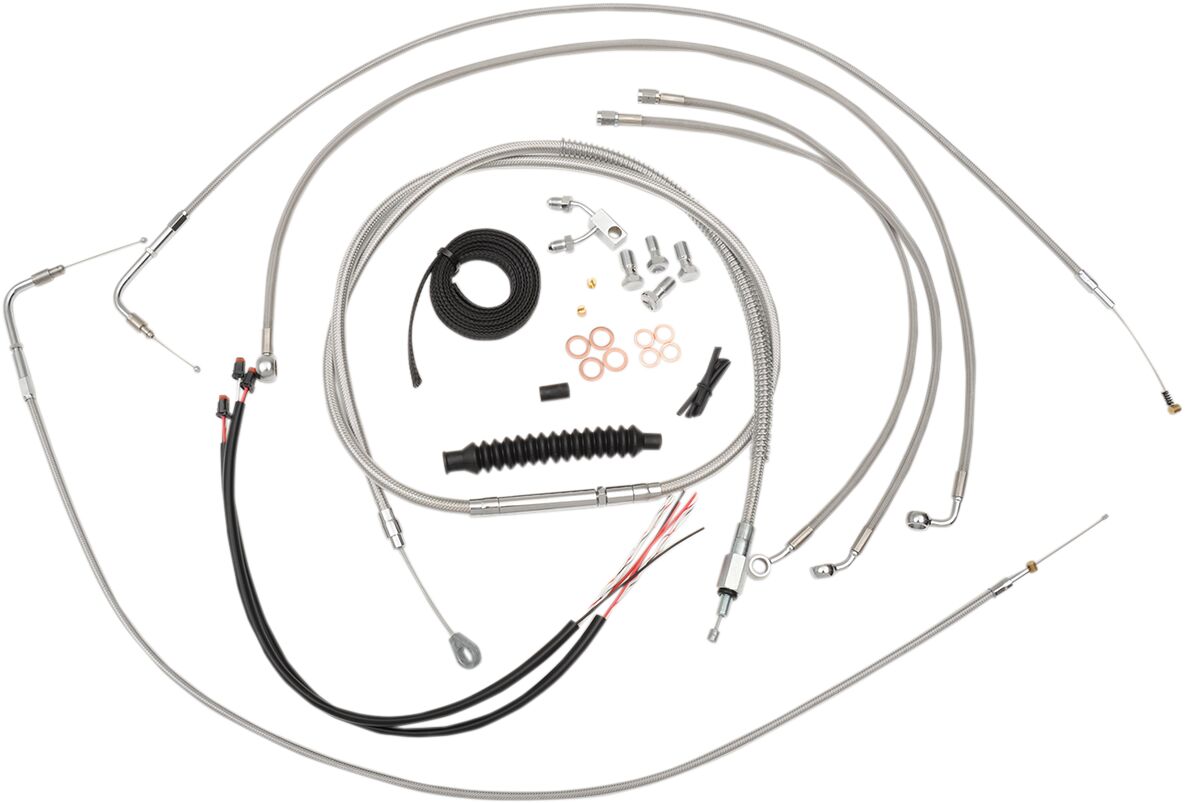 La Choppers Cable And Brake Line Kit Stainless Polished For 18" 20" Ape Hangers Brake & Clutch Lines La Choppers
