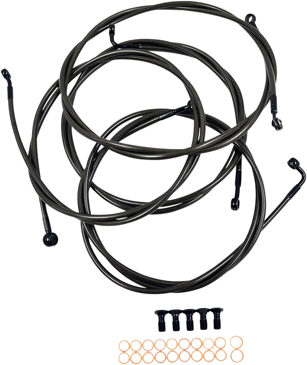 La Choppers Cable And Brake Line Kit Midnight Black For 12" 14" Ape Hangers Brake & Clutch Lines La Choppers