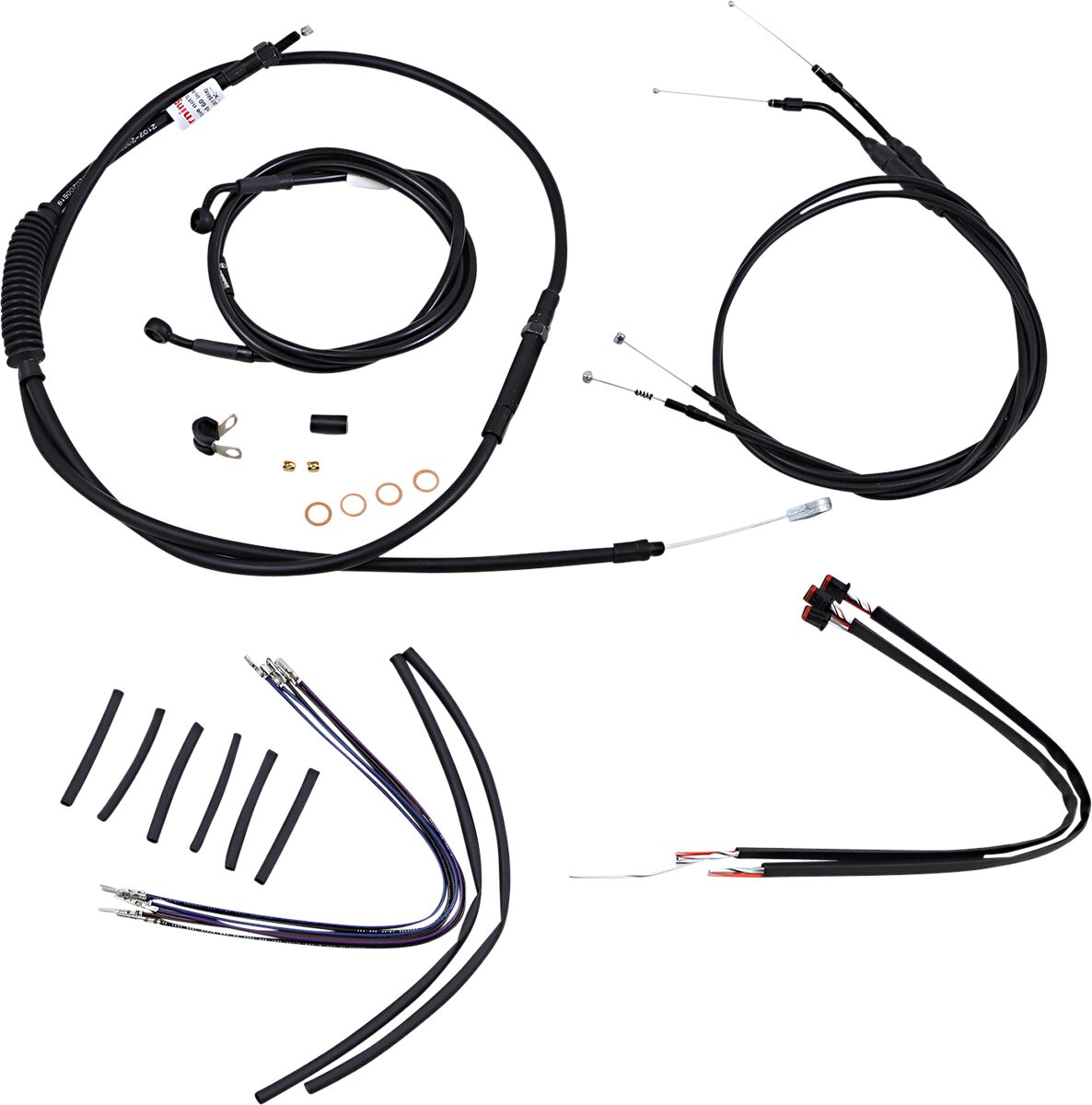 Burly Brand Cable Kit 16" Black Vinyl Stainless Steel Handlebar W/O Abs Apehanger Cable/Line Kits Burly Brand