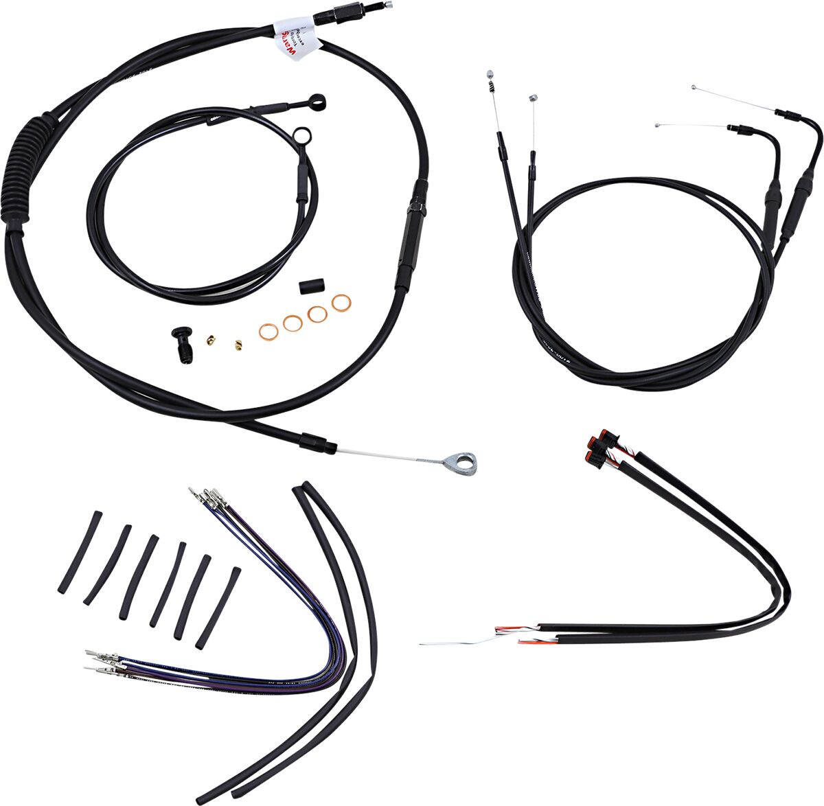 Burly Brand Cable Kit 16" Black Vinyl Stainless Steel Handlebar W/Abs Apehanger Cable/Line Kits Burly Brand