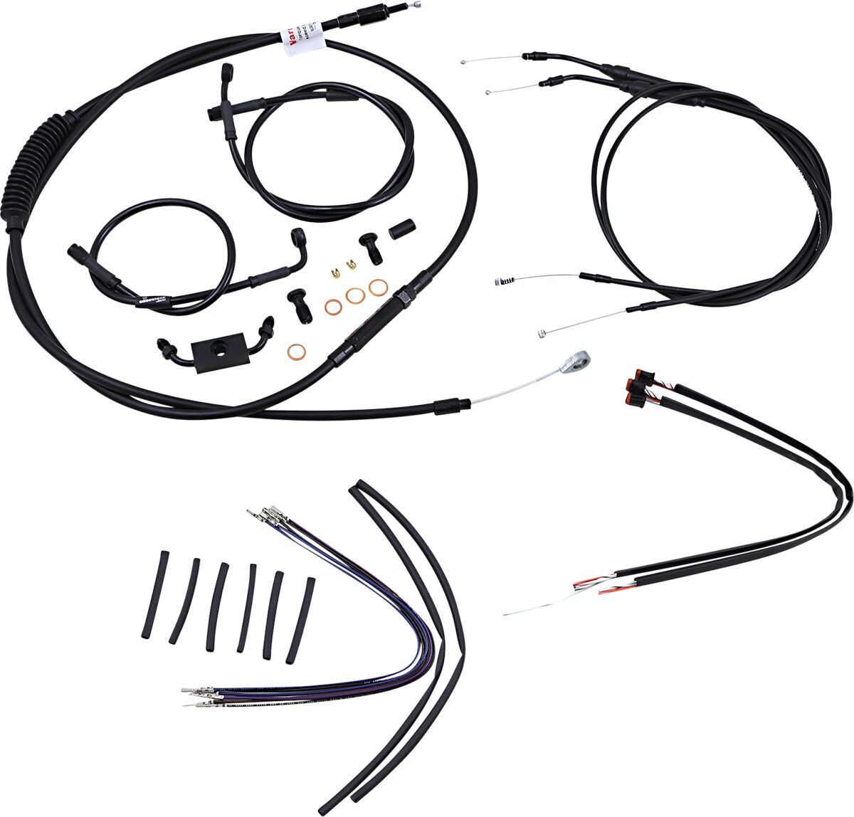 Burly Brand Cable Kit 16" Black Vinyl Stainless Steel Handlebar W/Abs Apehanger Cable/Line Kits Burly Brand