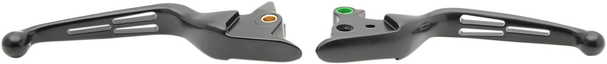Drag Specialties Black Slotted Lever Set Brake & Clutch Custom Control Drag Specialties
