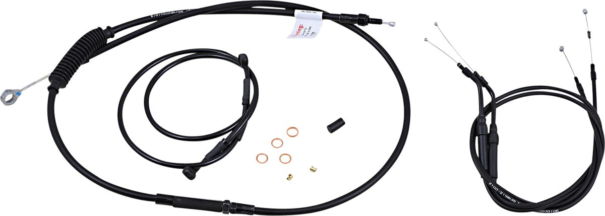 Burly Brand Cable Kit 10" Black Vinyl Stainless T Bar W/O Abs Brake & Clutch Lines Burly Brand