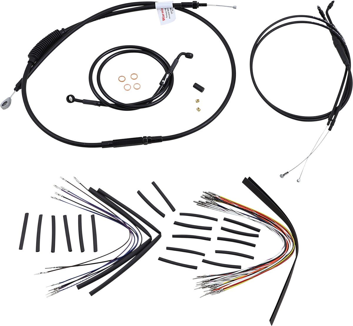 Burly Brand Cable Kit 12" Black Vinyl Stainless T Bar W/O Abs Brake & Clutch Lines Burly Brand