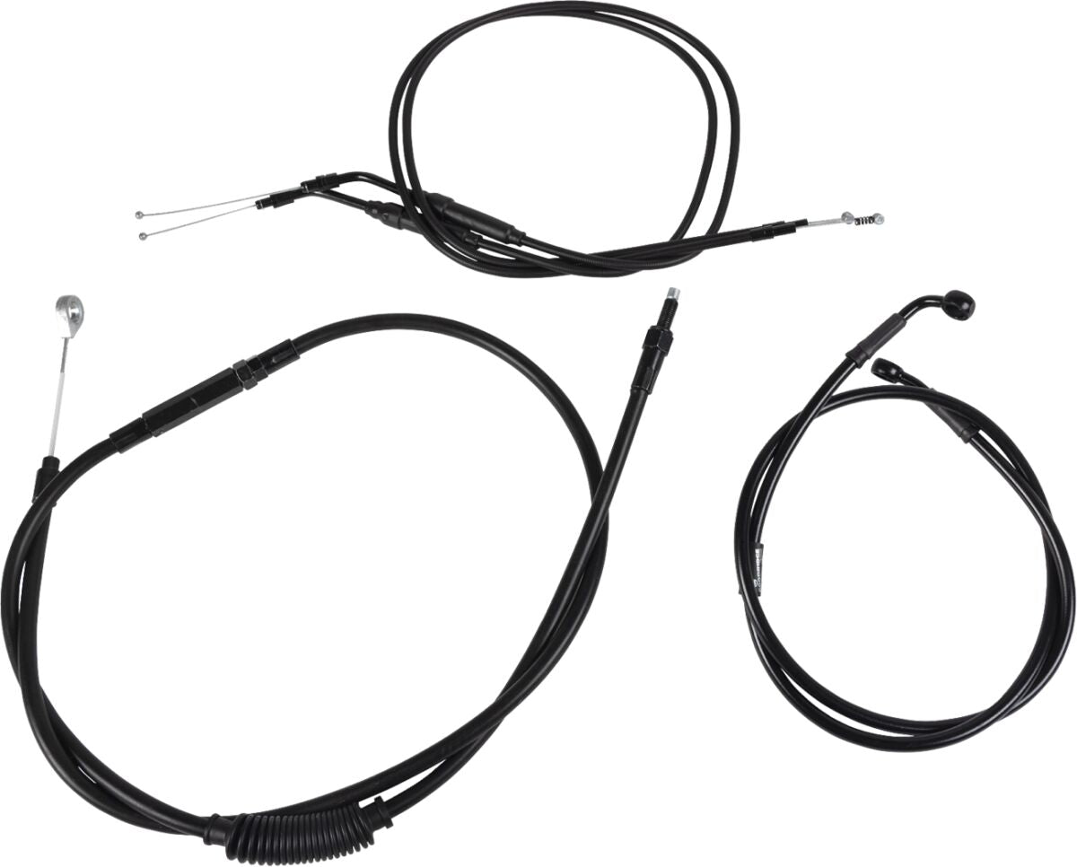 Burly Brand Cable Kit 10" Black Vinyl Stainless T Bar W/O Abs Apehanger Cable/Line Kits Burly Brand