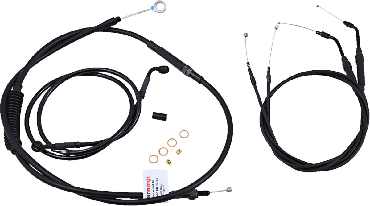 Burly Brand Cable Kit 12" Black Vinyl Stainless T Bar W/O Abs Apehanger Cable/Line Kits Burly Brand