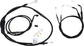 Burly Brand Cable Kit 12" Black Vinyl Stainless T Bar W/O Abs Apehanger Cable/Line Kits Burly Brand