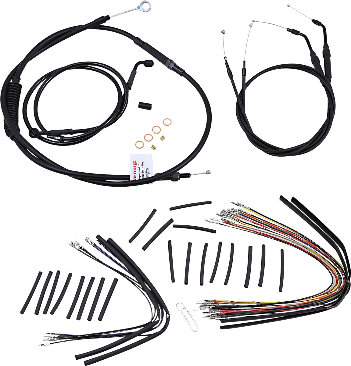 Burly Brand Cable Kit 12" Black Vinyl Stainless T Bar W/O Abs Apehanger Cable/Line Kits Burly Brand