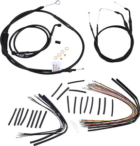 Burly Brand Cable Kit 12" Black Vinyl Stainless T Bar W/O Abs Apehanger Cable/Line Kits Burly Brand