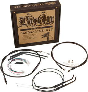 Burly Brand Cable Kits for 10" T-Bars, Black - Dyna (non-ABS) Apehanger Cable/Line Kits Burly Brand