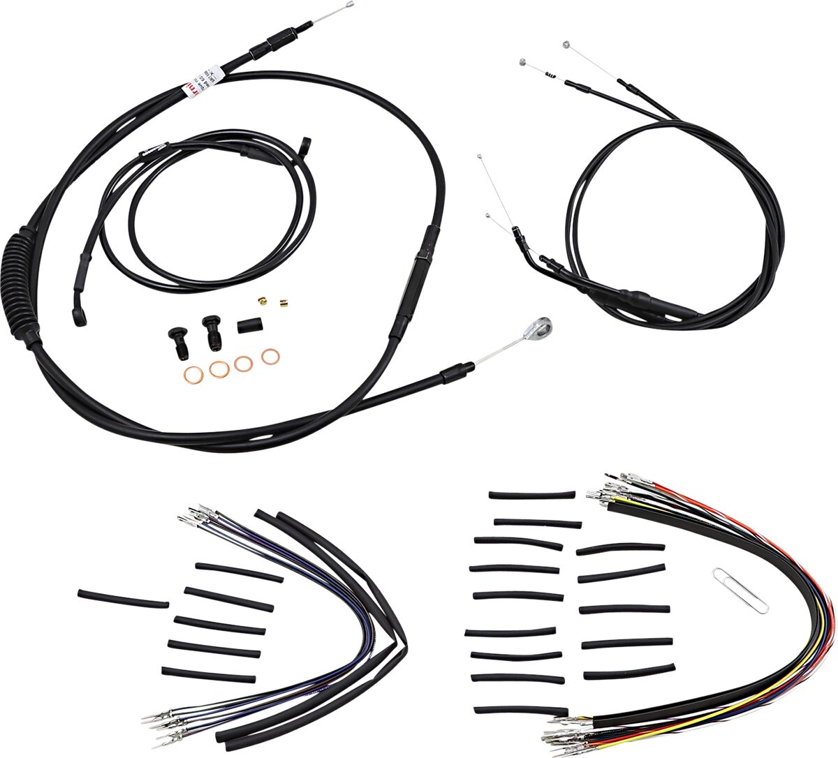 Burly Brand Cable Kits for 14" T-Bars, Black - Dyna (non-ABS) Brake & Clutch Lines Burly Brand