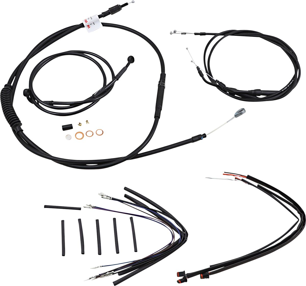 Burly Brand Cable Kit T Bar 12" Non Abs Black Apehanger Cable/Line Kits Burly Brand