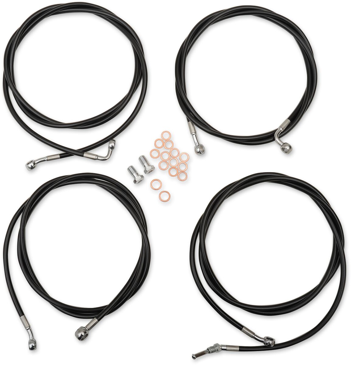 La Choppers Handlebar Cable/Brake & Clutch Line/Wire Kits And Components / Stainless Steel|Vinyl / Black Brake & Clutch Lines La Choppers