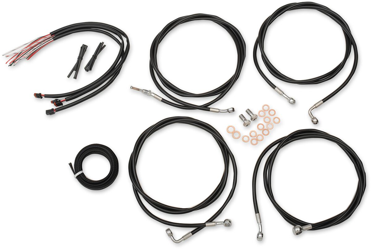 La Choppers Handlebar Cable/Brake & Clutch Line/Wire Kits And Components / Stainless Steel|Vinyl / Black Brake & Clutch Lines La Choppers