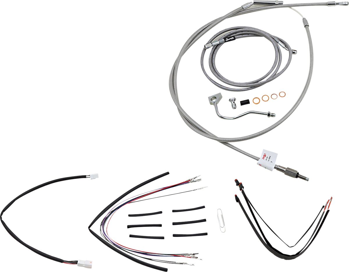 Burly Brand Cable Kit 14" Braided Stainless Steel Handlebar W/Abs Apehanger Cable/Line Kits Burly Brand