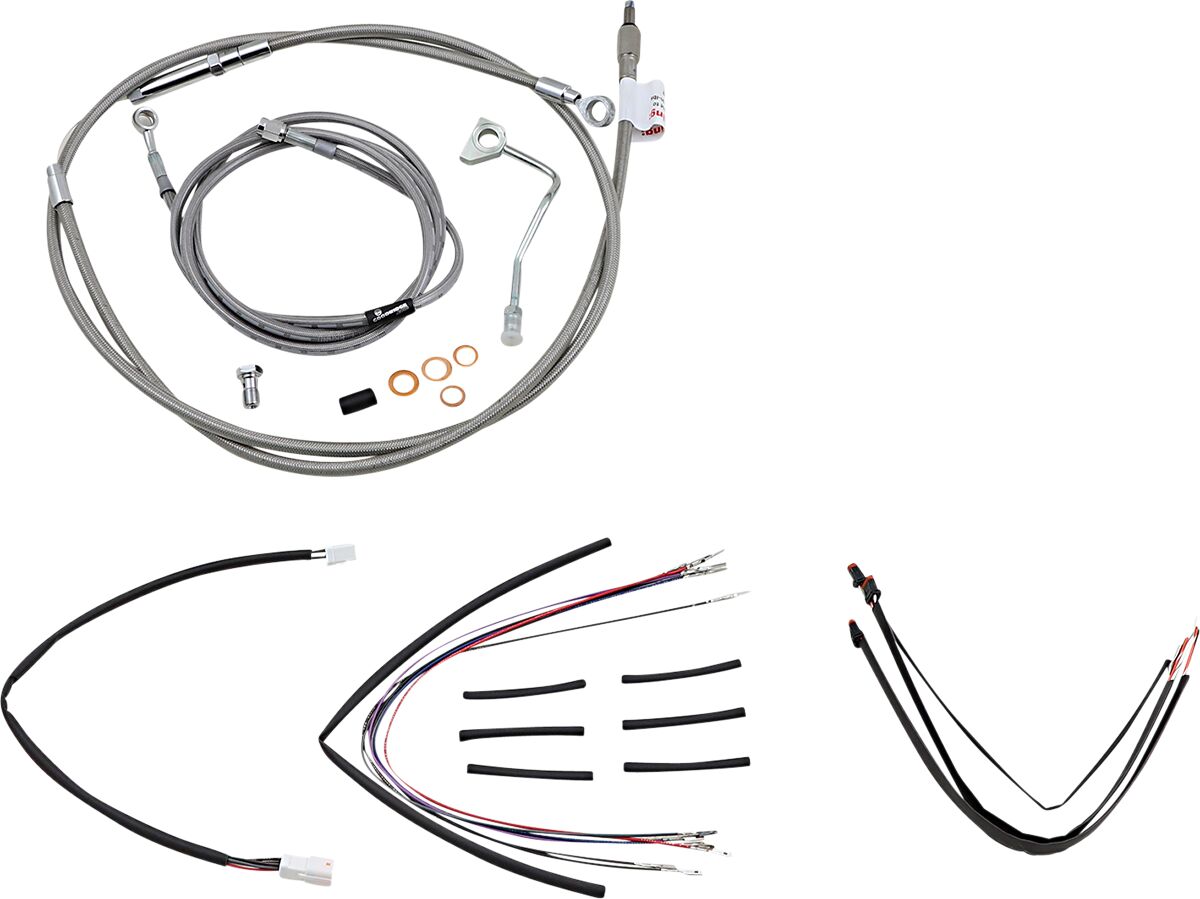 Burly Brand Cable Kit 16" Braided Stainless Steel Handlebar W/Abs Apehanger Cable/Line Kits Burly Brand
