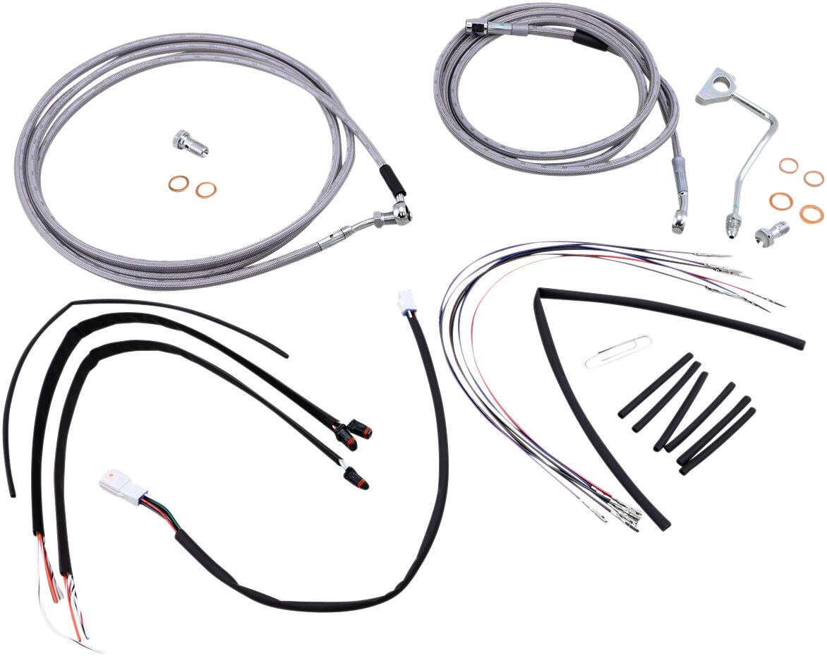 Burly Brand Cable Kit 16" Braided Stainless Steel Handlebar W/Abs Apehanger Cable/Line Kits Burly Brand