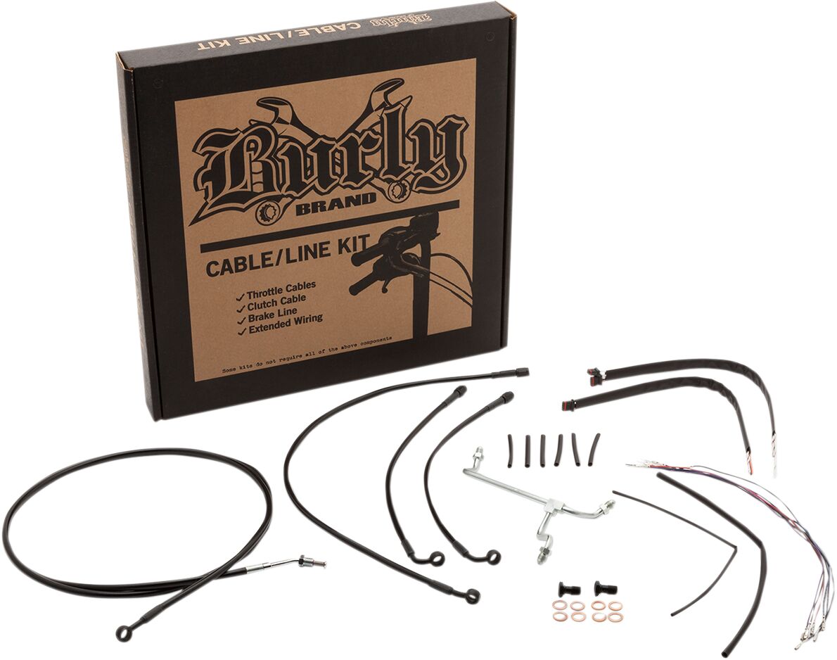 Burly Brand Cable Kit 16" Braided Stainless Steel Handlebar W/Abs Apehanger Cable/Line Kits Burly Brand
