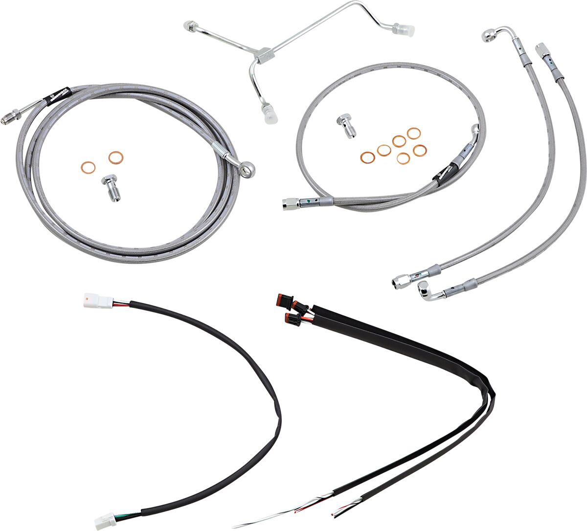 Burly Brand Control Kit Ss 14 Gor Flh Apehanger Cable/Line Kits Burly Brand
