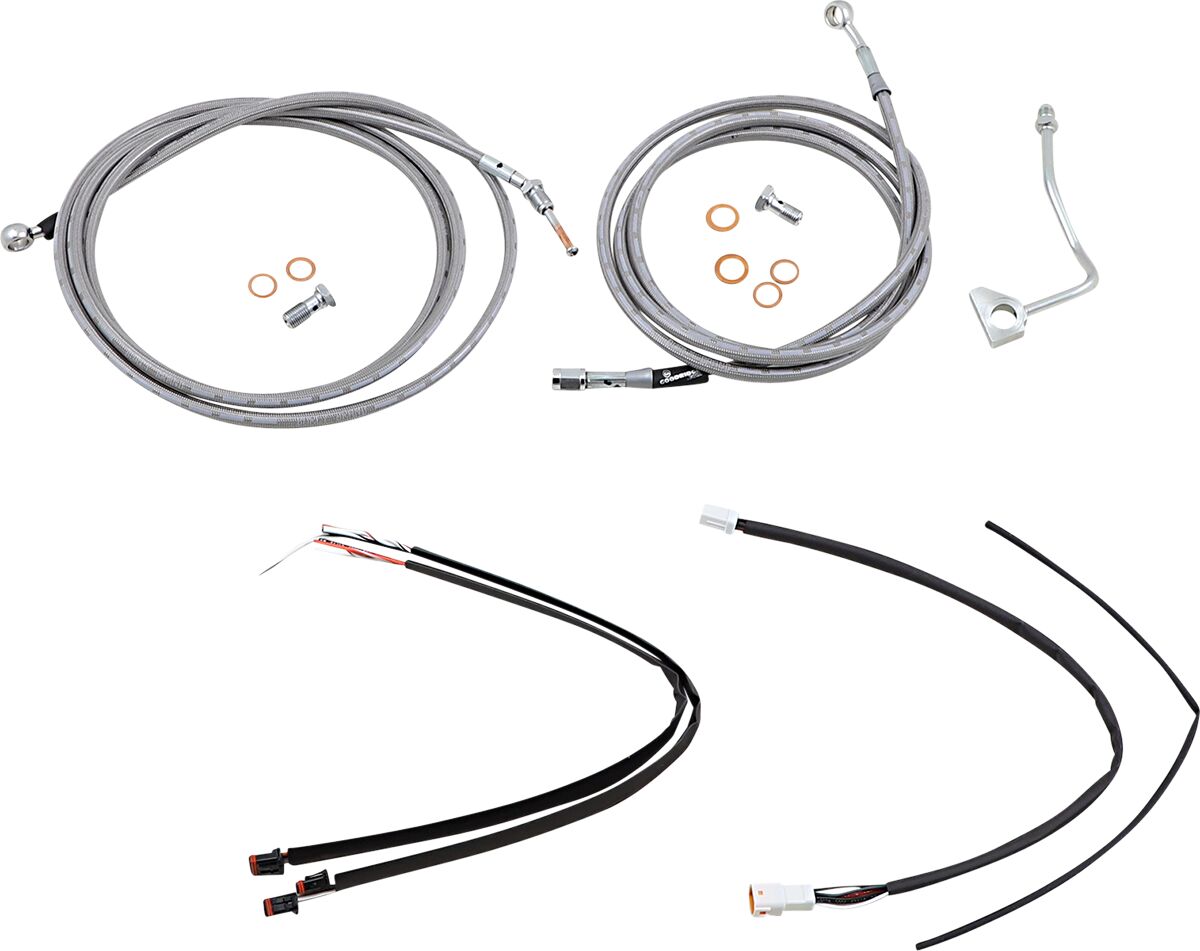 Burly Brand Cable Kit 18" Braided Stainless Steel Handlebar W/Abs Brake & Clutch Lines Burly Brand