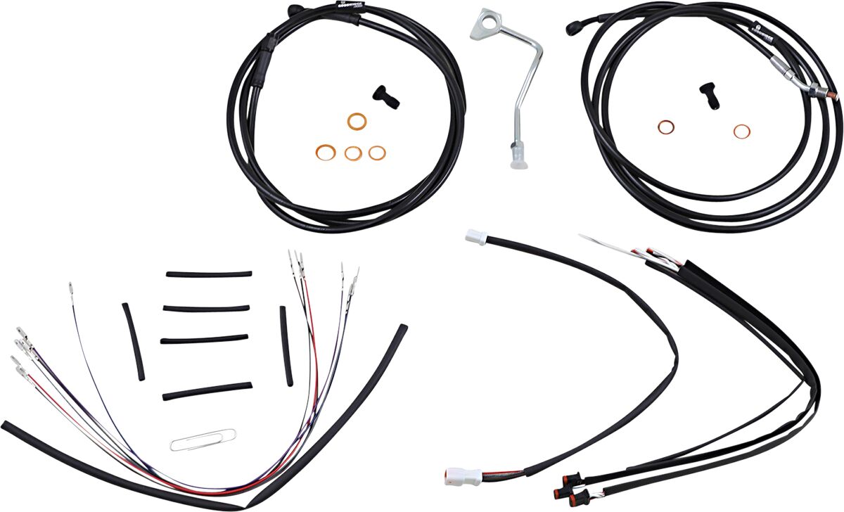 Burly Brand Cable Kit 14" Black Vinyl Stainless Steel Handlebar W/Abs Apehanger Cable/Line Kits Burly Brand