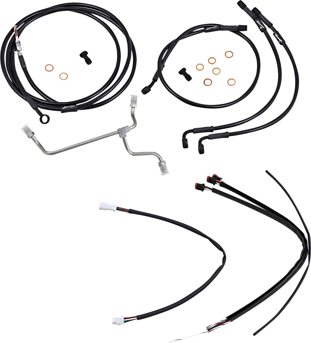 Burly Brand Cable Kit 14" Black Vinyl Stainless Steel Handlebar W/O Abs Cable Kit Burly Brand