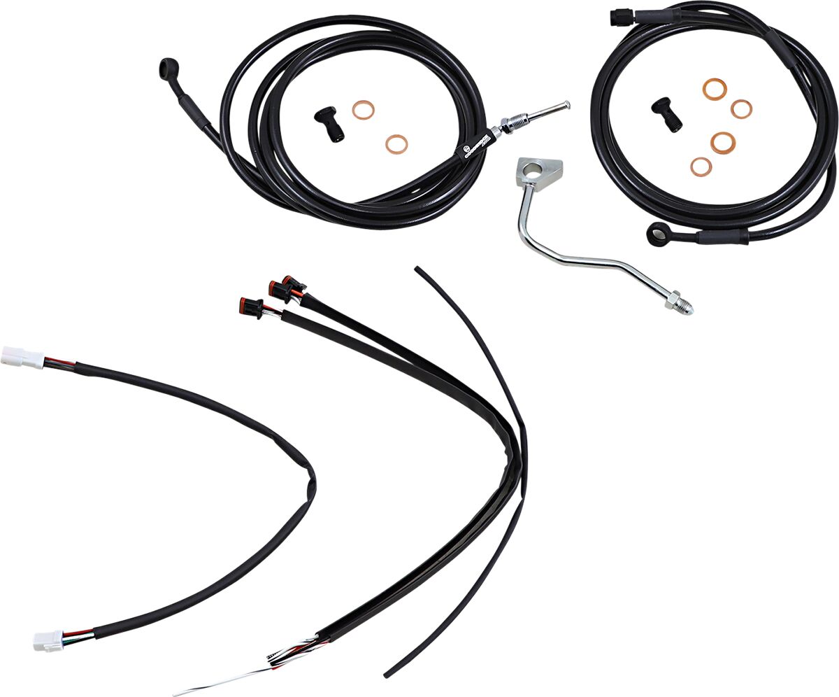 Burly Brand Cable Kit 14" Black Vinyl Stainless Steel Handlebar W/Abs Apehanger Cable/Line Kits Burly Brand