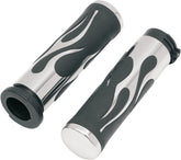 Drag Specialties Grips Flame Touring Chrome/Rubber Grips Drag Specialties