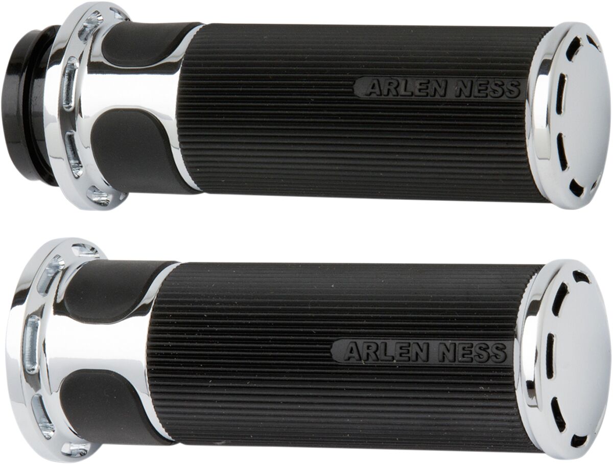 Arlen Ness Slot Track Grips, Chrome - Fly-By-Wire (FBW) Grips Arlen Ness