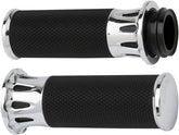 Arlen Ness Deep Cut® Fusion Grips, Chrome - Fly-By-Wire (FBW) Grips Arlen Ness