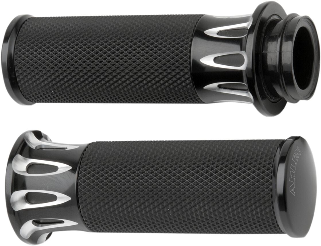 Arlen Ness Deep Cut® Fusion Grips, Black - Fly-By-Wire (FBW) Grips Arlen Ness