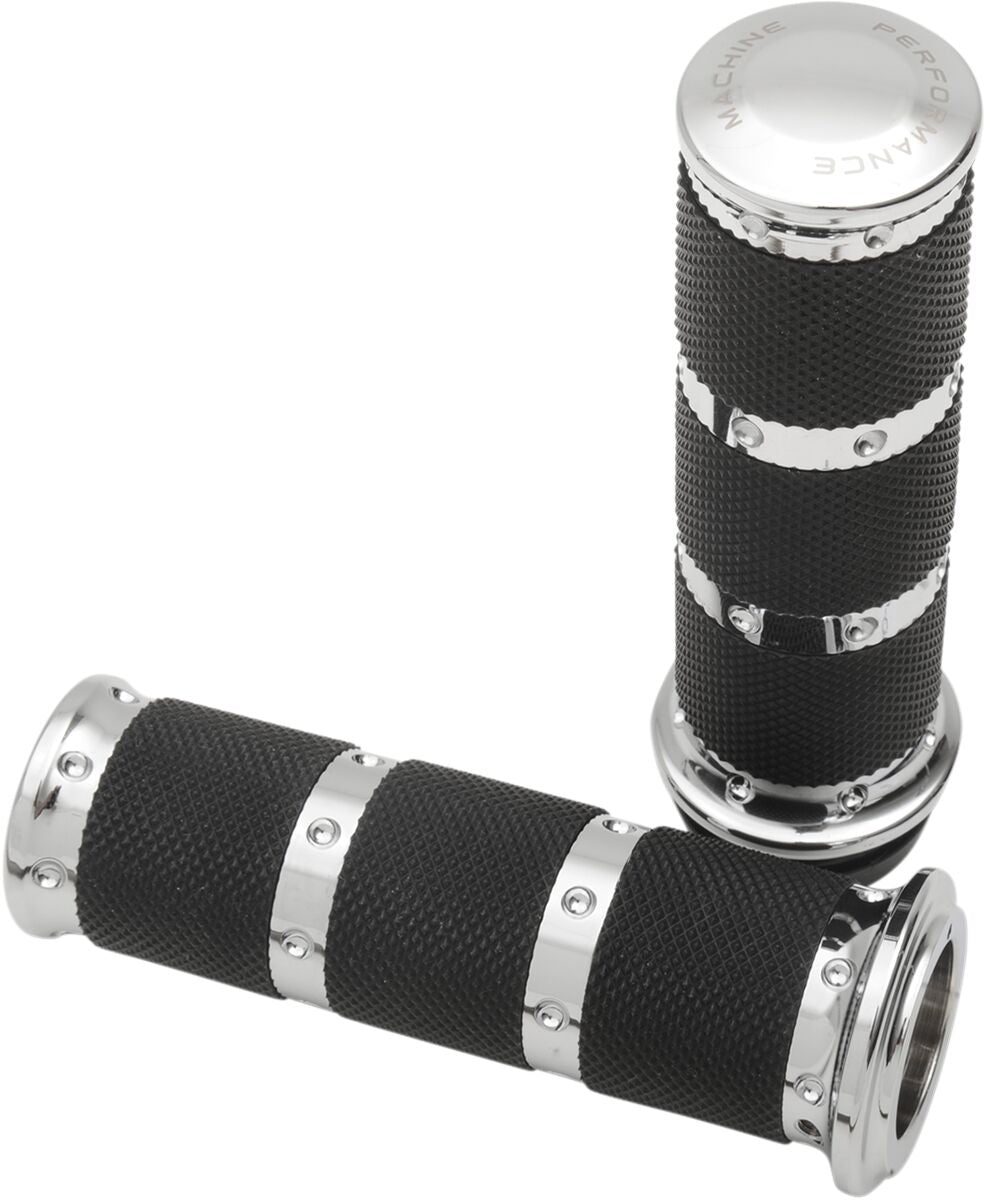 Performance Machine (Pm) Grips Handlebar Contour Xls (Tbw) Chrome Grips Performance Machine