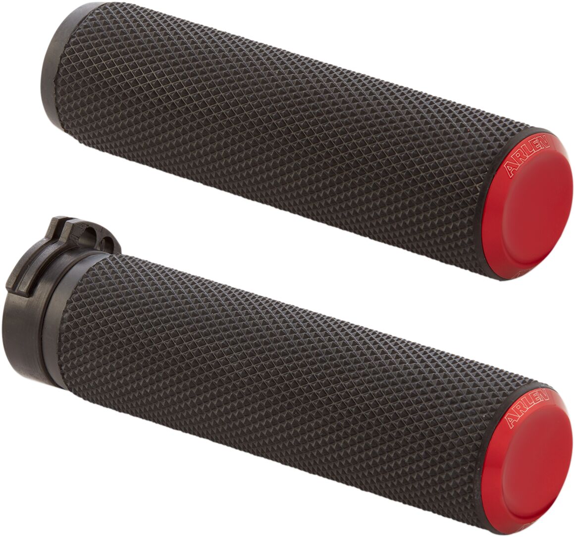 Knurled Grips Dual-Cable, Red Grips Arlen Ness