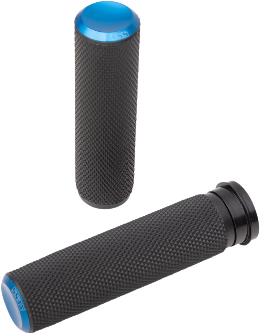 Knurled Grips TBW, Blue Grips Arlen Ness