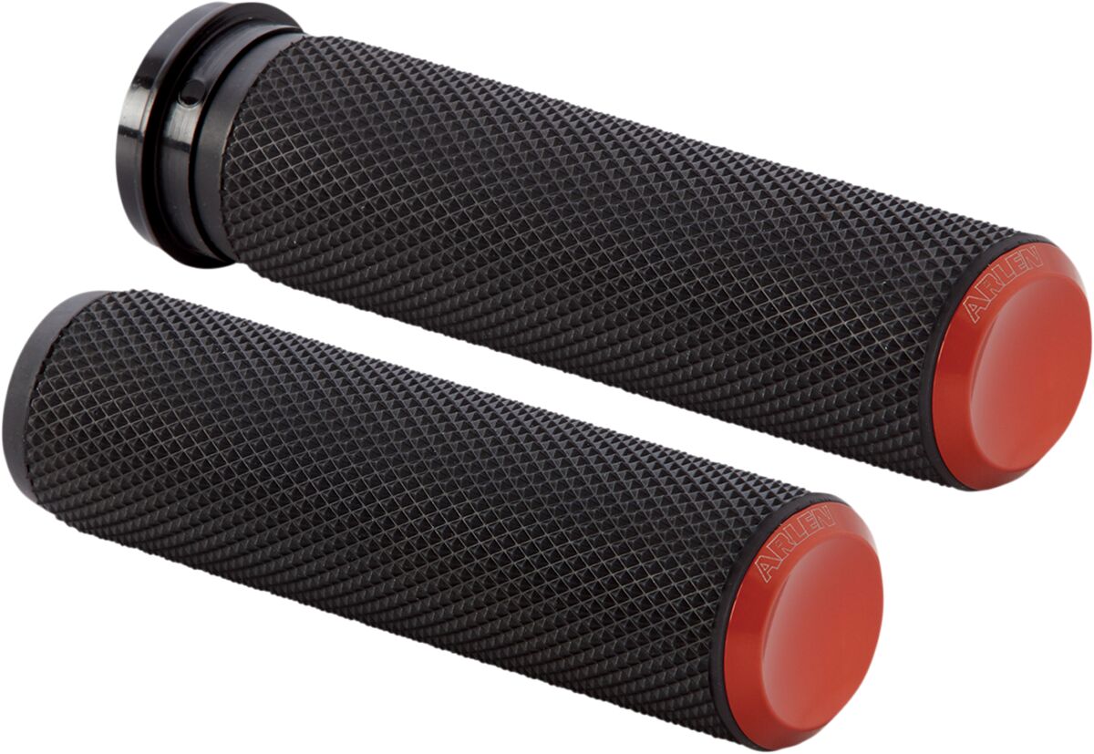 Knurled Grips Dual-Cable, Orange Grips Arlen Ness
