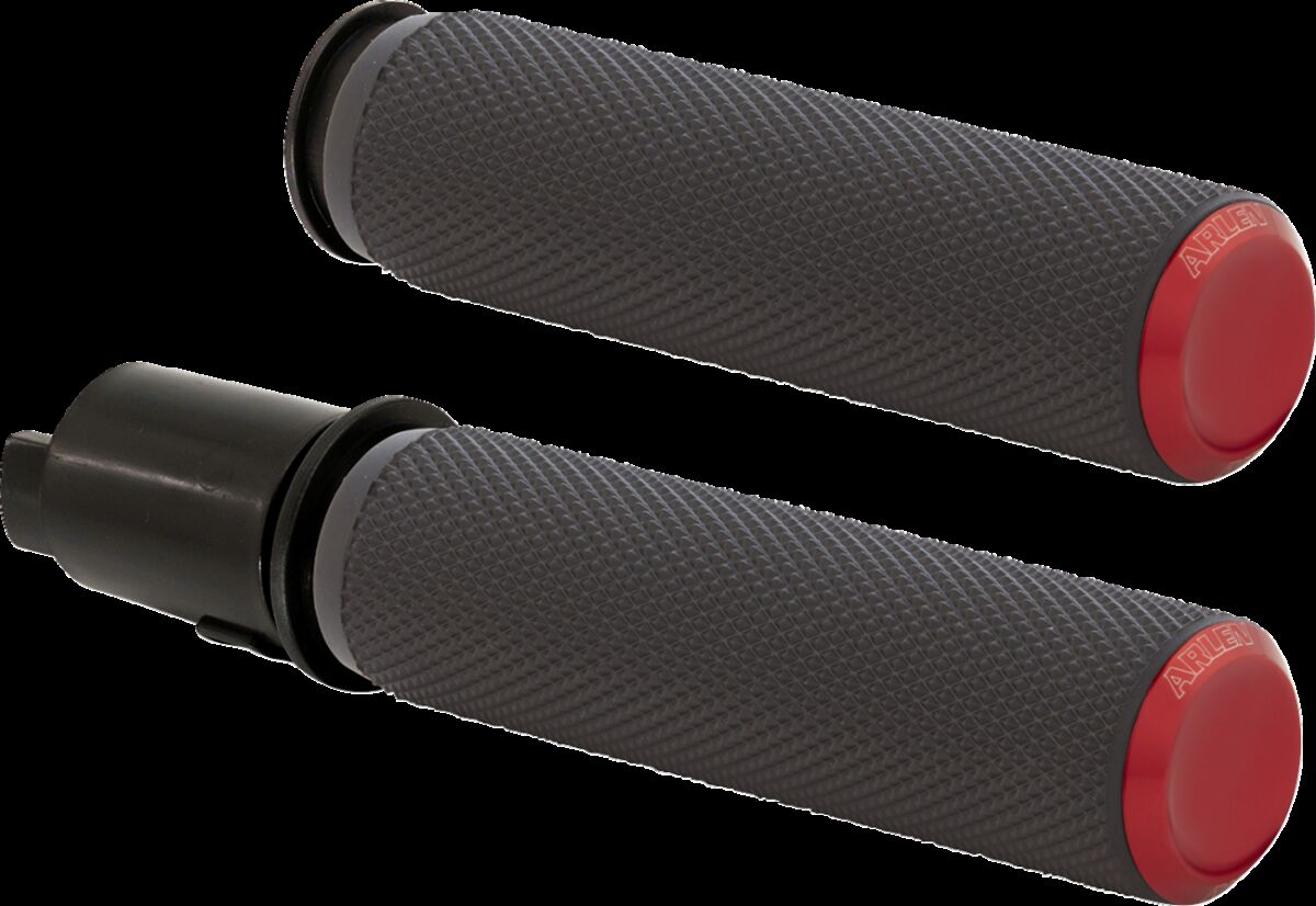 Arlen Ness Knurled Grips, Red - 24+ Touring Grips Arlen Ness