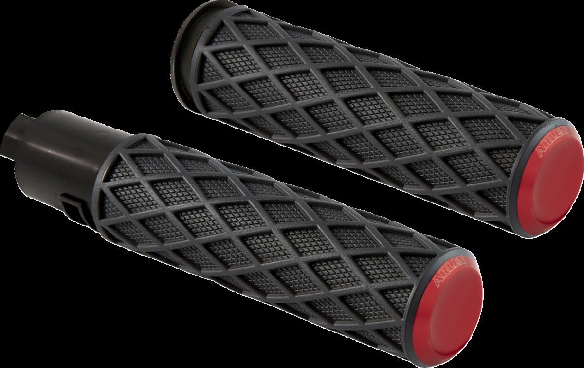 Arlen Ness Diamond Grips, Red - 24+ Touring Grips Arlen Ness